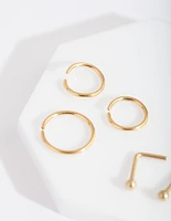 Gold Plain Nose Piercing 6-Pack