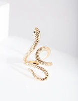 Gold Etched Snake Ring