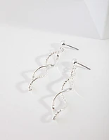 Silver Textured Twist Drop Earrings