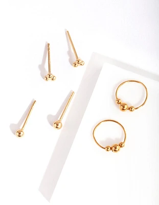 Gold Plated Sterling Silver Ball Cluster Pack Earring