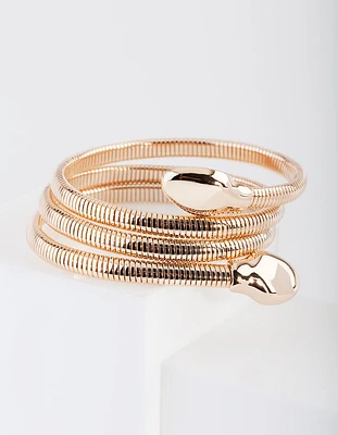 Gold Snake Chain Coil Bracelet