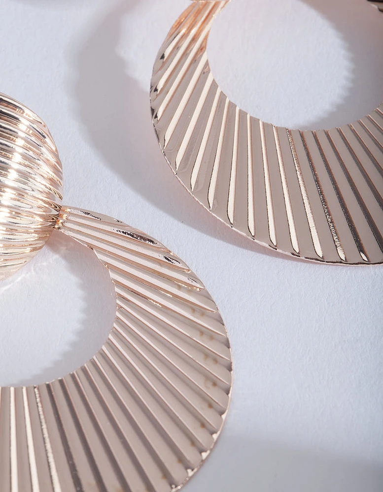 Rose Gold Fan Circle Earrings