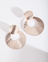 Rose Gold Fan Circle Earrings