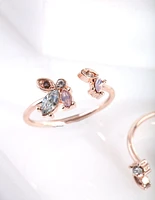 Rose Gold Floral Gem Ring Pack