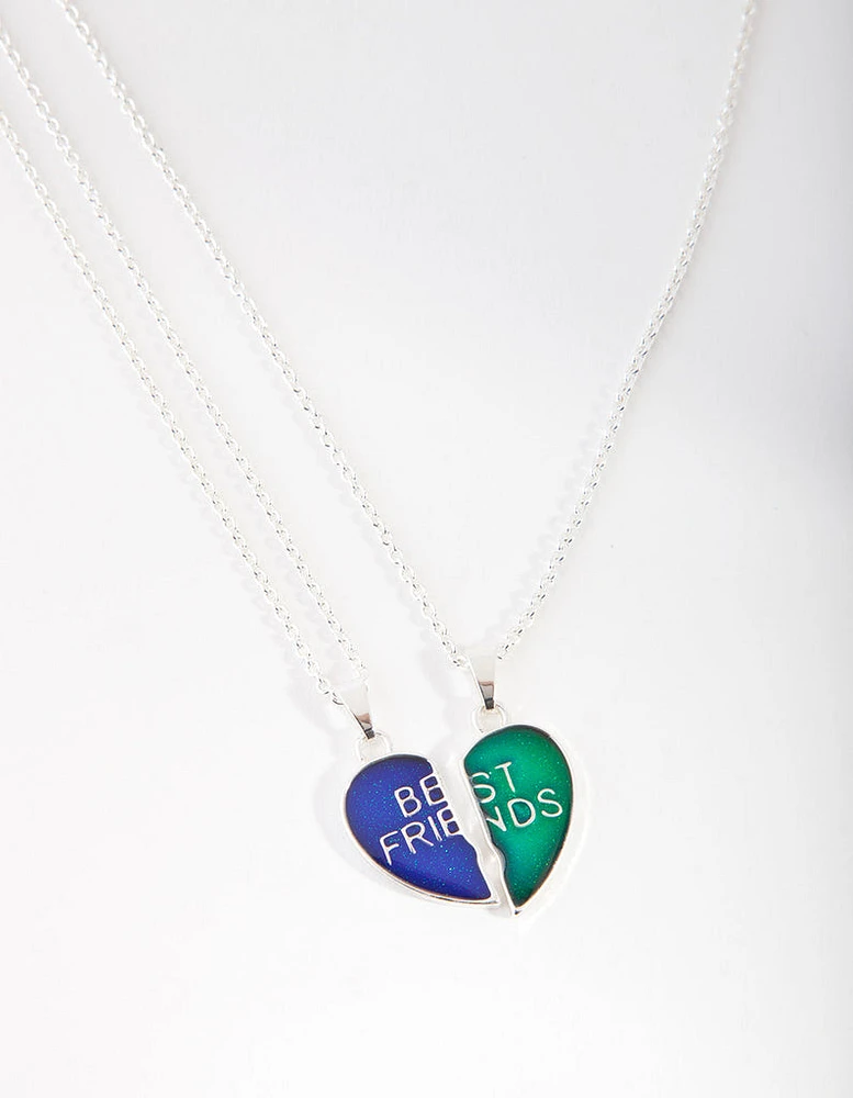 Kids Rhodium Mood Heart BFF Necklace Pack