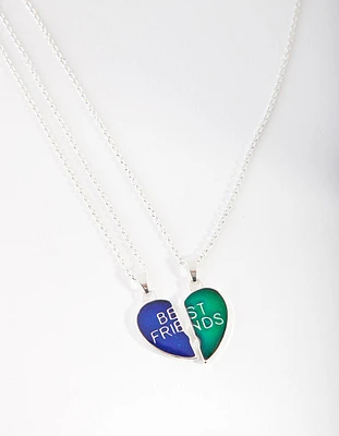 Kids Rhodium Mood Heart BFF Necklace Pack