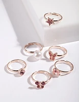 Kids Rose Gold Pink Ring 6-Pack