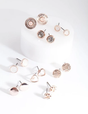 Rose Gold Big Stud Ear 8-Pack