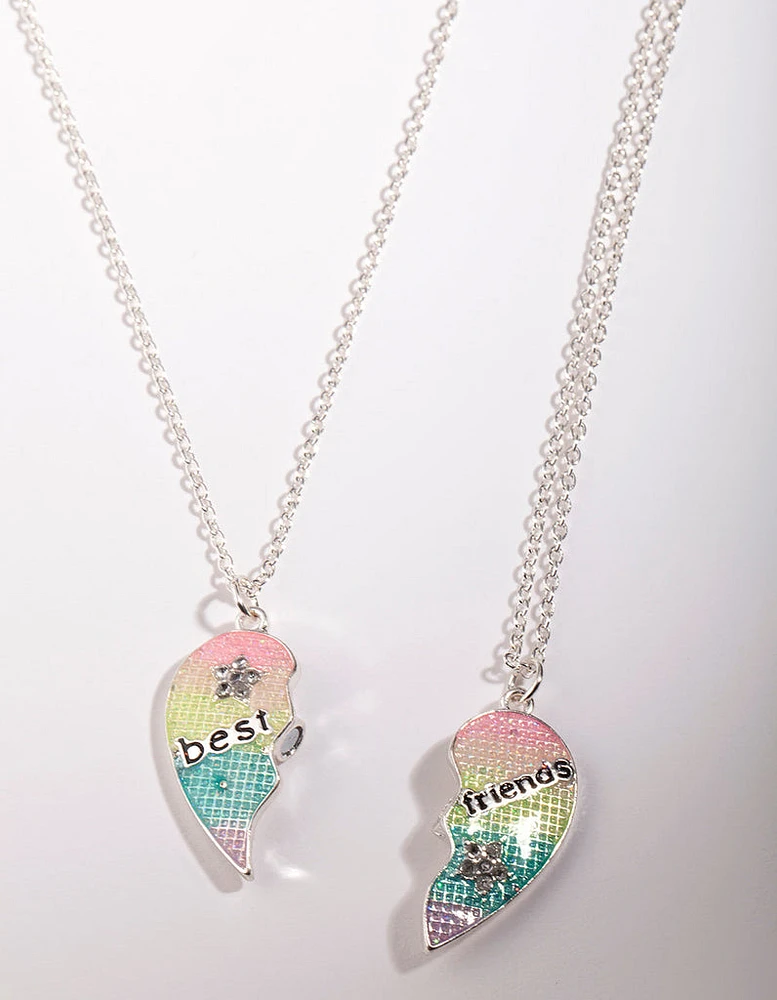 Kids Silver BFF Heart Necklace Pack