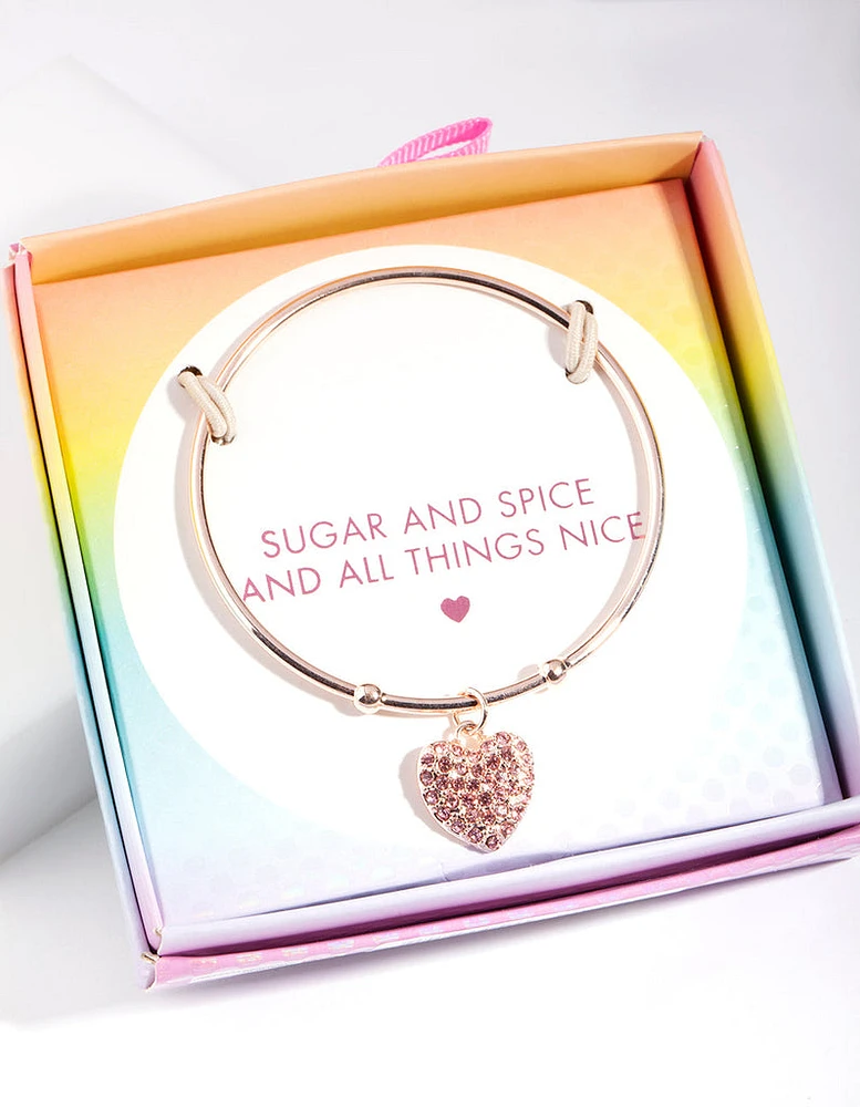 Kids Rose Gold Diamante Sugar & Spice Bracelet