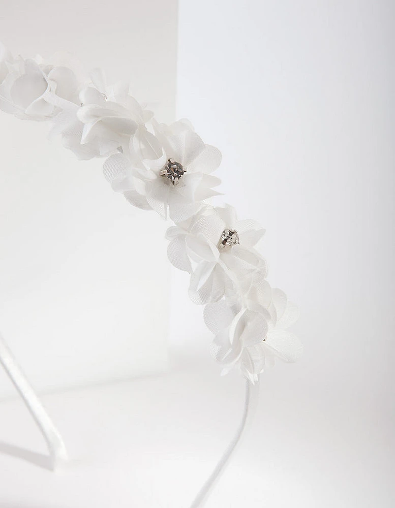 Kids White Flower Headband