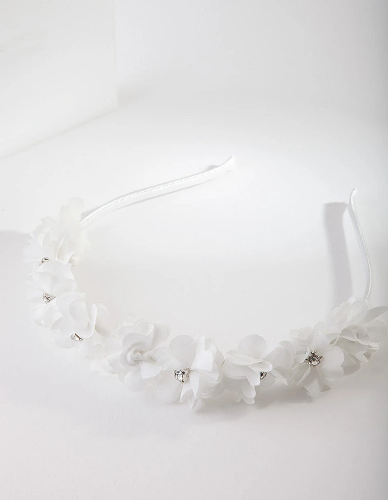 Kids White Flower Headband