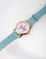 Kids Gold Blue Glitter Watch