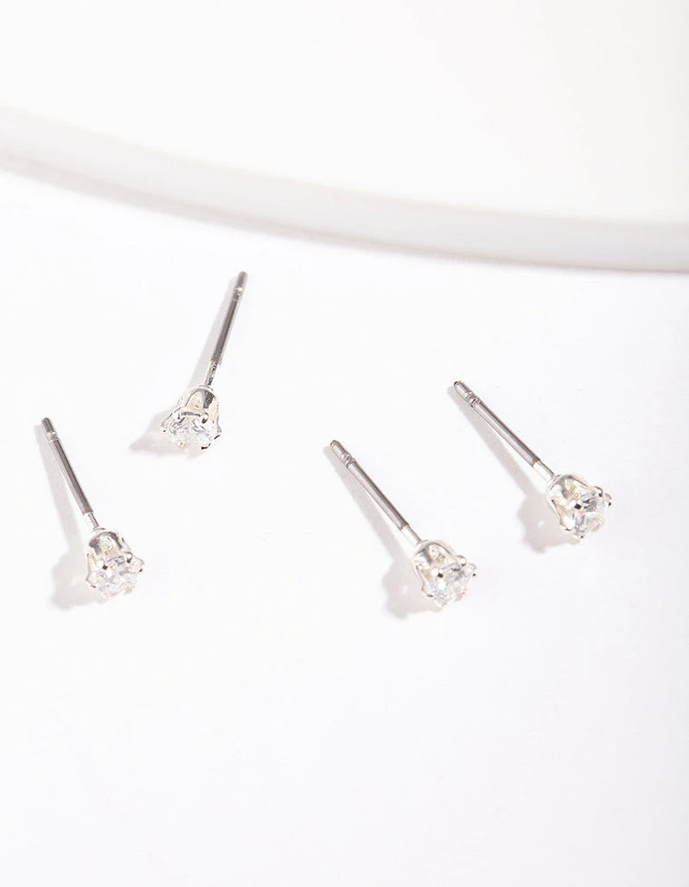 Silver Cubic Zirconia Micro Earring Pack