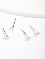 Silver Cubic Zirconia Micro Earring Pack