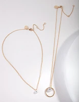 Gold Cubic Zirconia Circle Row Necklace