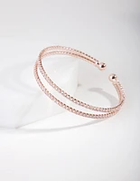 Rose Gold Cubic Zirconia Row Cuff Bracelet