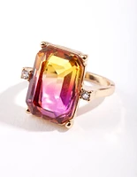 Gold Pink & Yellow Ombre Ring