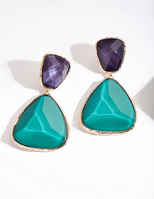 Green Blue Stone Drop Earrings