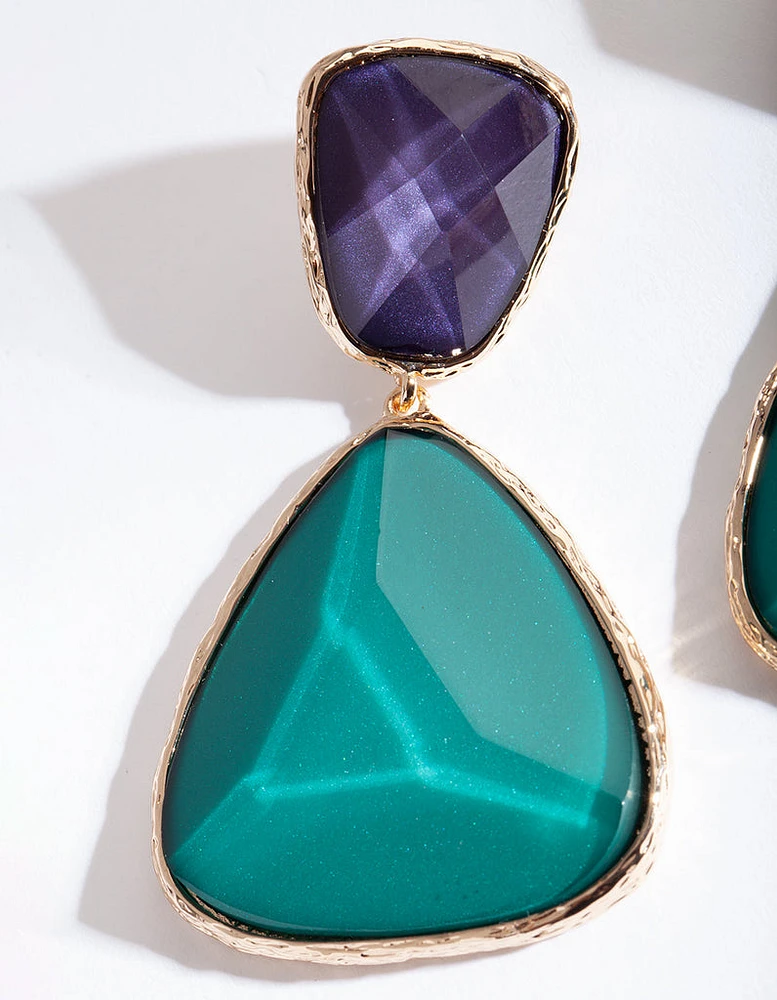 Green Blue Stone Drop Earrings