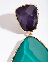 Green Blue Stone Drop Earrings