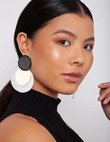 Black White Shell Disc Earrings