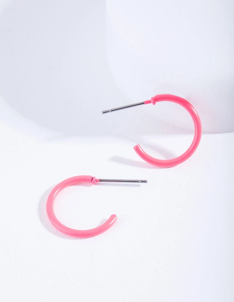 Neon Pink Hoop Earrings