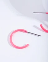 Neon Pink Hoop Earrings