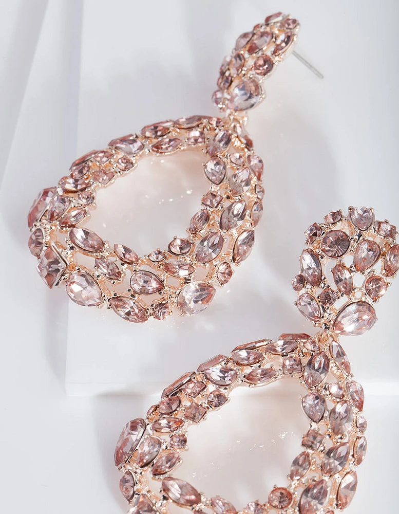 Rose Gold Cluster Gem Earrings