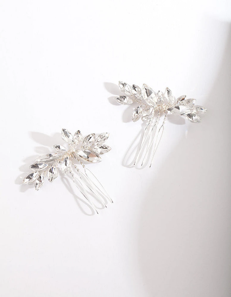 Silver Floral Gem Hair Pin Pack