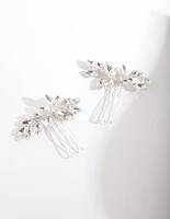 Silver Floral Gem Hair Pin Pack