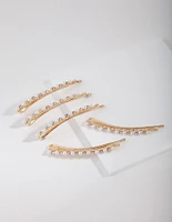 Gold Pearl & Diamante Hair Pin 5-Pack