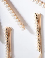 Gold Pearl Hair Pin 6-Pack