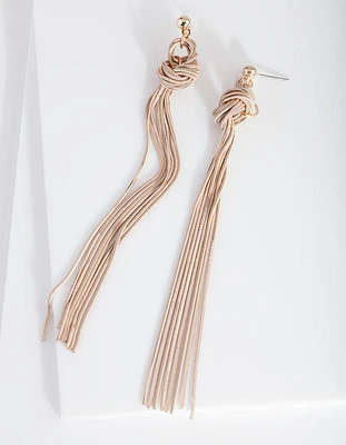 Pink & Gold Thread Chain Knot Earrings