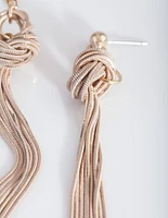 Pink & Gold Thread Chain Knot Earrings