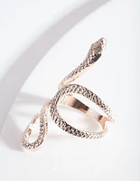 Rose Gold Etched Snake Swirl Ring