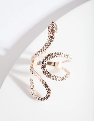 Rose Gold Etched Snake Swirl Ring