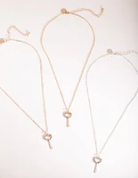 Mixed Metal Key Necklace Pack