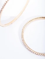 Gold Thin Diamante Hoop Earrings