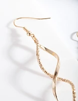 Gold Textured Twist Earrings