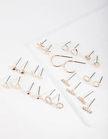 Gold Star & Geometric Shaped Stud Earring 12-Pack