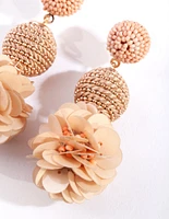 Rose Gold Fabric Flower Earrings