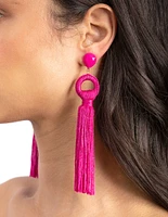 Pink Statement Tassel Earrings