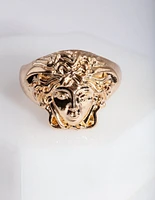 Gold Medusa Signet Ring
