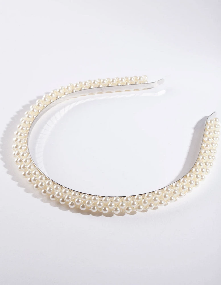 Silver Small Pearl Headband