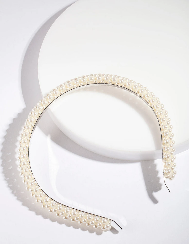 Silver Small Pearl Headband