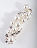 Silver Pearl Crystal Hair Clip