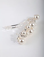 Silver Pearl Crystal Hair Clip