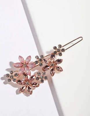 Rose Gold Crystal Flower Multi Clip