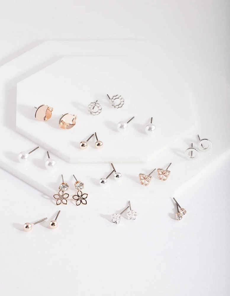 Mixed Metal Butterfly Stud Earring 12-Pack